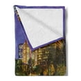 thumbnail image 2 of City Soft Flannel Fleece Throw Blanket, North Carolina Marshall Park United States American Night Reflections on Lake Photo, Cozy Plush for Indoor and Outdoor Use, 60" x 80", Multicolor, by Ambesonne, 2 of 5