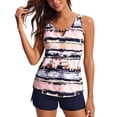 thumbnail image 3 of Sokhug Womens Summer Printed Tankini Set Beaded Detail Athletic Swim Trunks with Pockets Two Piece Swimwear, 3 of 9