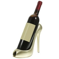 LEORX 1Pc Creative Resin Wine Bottle Storage Shelf with Golden High Heel Shape
