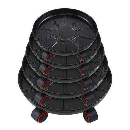 

VBVC Iron Metal Universal Wheel Base Circular Thickened Pad with Water Receiving Box Movable Iron Metal Flower Pot with Roller Tray