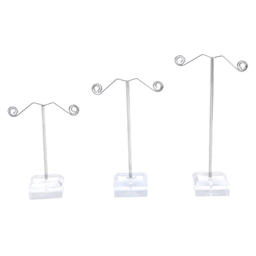 Kit of 3 Metail Acrylic Jewelry Display Hanger for Earrings Stand Holder Rack 