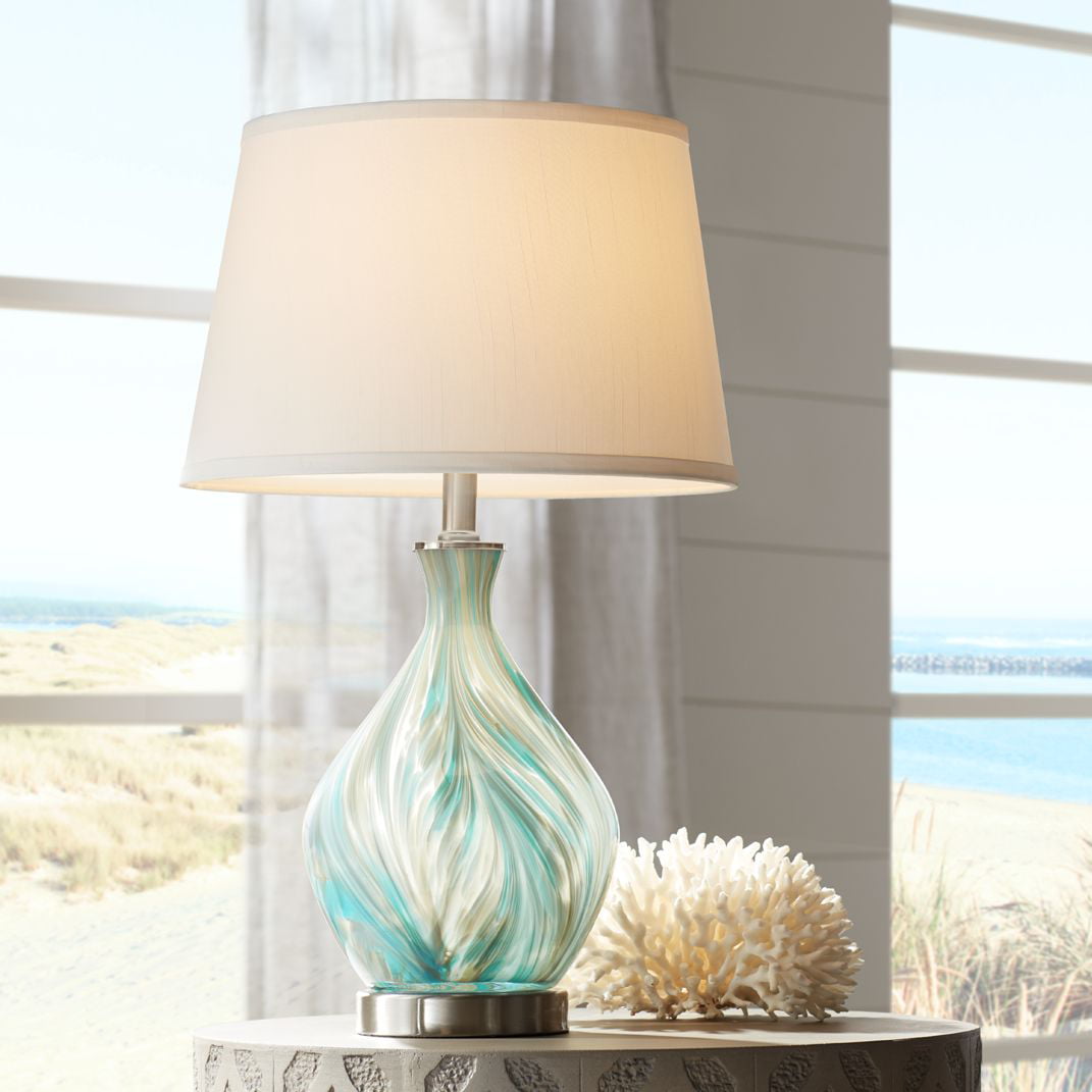 360 Lighting Modern Accent Table Lamp Blue Gray Glazed Art Glass Off