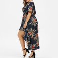 thumbnail image 4 of Bidobibo Womens Summer Plus Size Maxi Dresses Casual Loose Boho Floral Print High Low Split Dresses V-Neck Short Sleeve High Waist Flowy Beach Dress Travel Sundress, 4 of 9