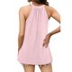 thumbnail image 3 of Camiseta sin mangas plisada con cuello redondo, cuello redondo, color liso, sin mangas, plisada, para mujer, verano, rosa, L, 3 of 5