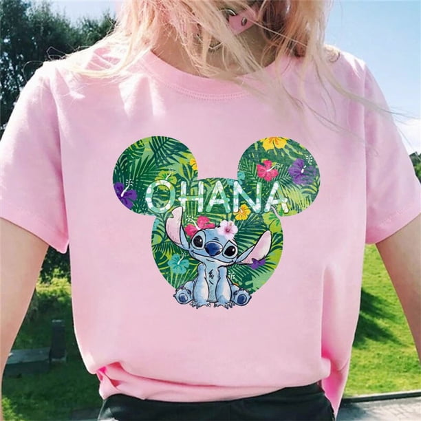 Cute Mickey Mouse Stitch Women's Casual Tops Harajuku Fashion Women's T-Shirts New Women's Crew Neck Tops Women's Short SleevesXXL Gao Jinjia LED