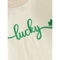 thumbnail image 6 of Gupgi 0-24 Months Baby Girl Romper Ruffle Long Sleeve Shamrock Letter Embroidery Bodysuit Playsuit, 6 of 9