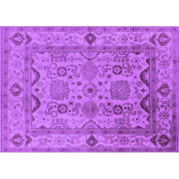 Ahgly Company Indoor Rectangle Oriental Purple Traditional Area Rugs, 7' x 9'