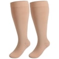 thumbnail image 2 of Spencer 2 Pairs Wide Calf Compression Socks for Women Men Plus Size 15-20mmHg Knee High Support Stockings, 3XL-4XL, 2 of 11