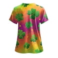 thumbnail image 6 of GEWSEY St. Patricks Day Scrub Tops for Women Irish Shamrock Holiday Shirts V Neck Short Sleeve Nursing Uniform with Pockets (Orange, L), 6 of 8