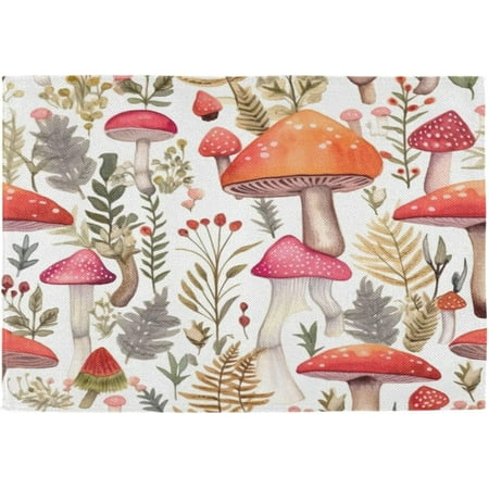 

Tangkunup Watercolor Mushrooms Place Mats for Dining Table Mat Heat-Resistant Washable Placemat for Home Party Decor 12 x 18 4 Pack