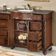 thumbnail image 4 of Silkroad Exclusive  Wood/ Natural Stone Single 56-inch Bathroom Vanity White Ceramic Sink Bowl Baltic Brown Top w/ Left Sink Distressed, Painted, 4 of 5