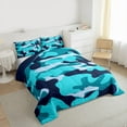 thumbnail image 3 of jejeloiu Camo Hunter Queen Comforter Set,Cyan Deepblue Camouflage Bedding Comforter Set For Teens Boys Reversible 3pcs, 3 of 8