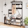 thumbnail image 4 of Hall Tree with Bench and Shoe Storage Parent-Child Coat Rack Shoe Bench Industrial Coat Tree Entryway Large Organizer with Shoe Rack, Storage Cubbies, Hooks, and Top Shelf, 4 of 9
