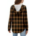 thumbnail image 5 of WTOBBY Women's Fashion Raglan Sleeve Long Sleeve Pullover with Pockets Preppy Graphic Hoodie, Retro Button Plaid Design, Comfortable and Trendy for Casual and Lounge Wear,Camel 2XL, 5 of 5