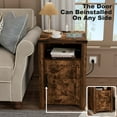 thumbnail image 3 of Easoger Nightstand with Charging Station 2-Piece Set, Farmhouse End Table with Barn Door, Sofa Side Table with Storage Space, for Livingroom and Bedroom, Brown, 3 of 11