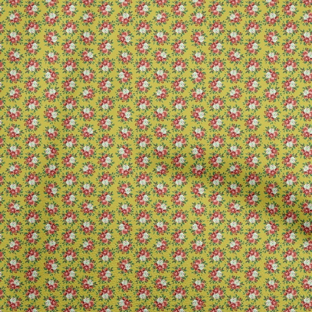 oneOone Velvet Yellow Fabric Florals Sewing Craft Projects Fabric Prints By Yard 58 Inch Wide