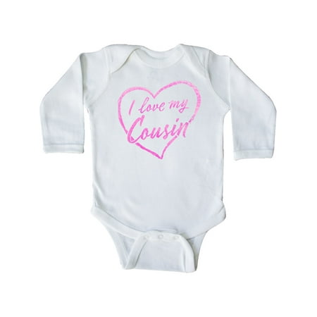 

Inktastic I Love My Cousin in Pink Chalk Heart Gift Baby Boy or Baby Girl Long Sleeve Bodysuit