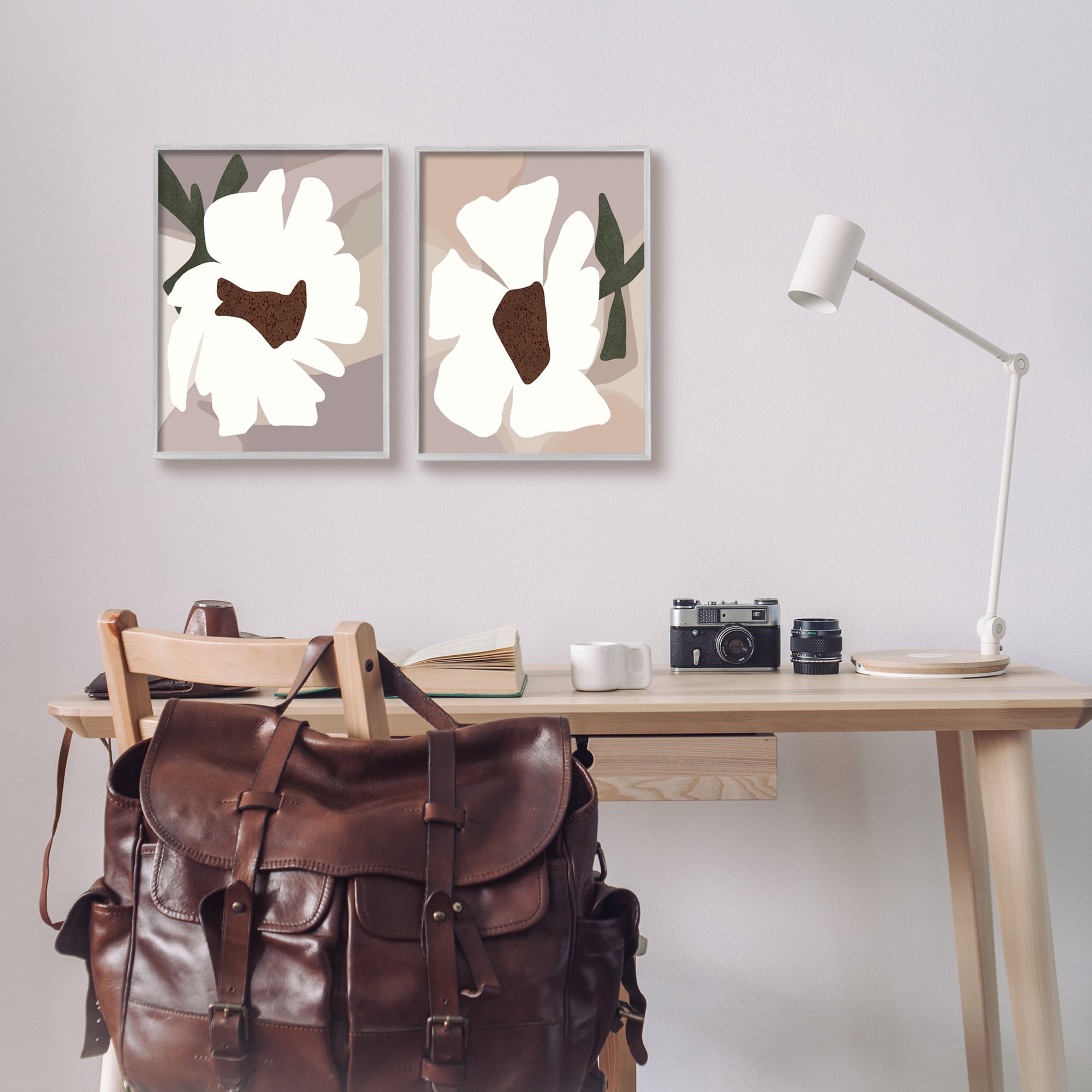 Stupell Industries Abstract White Daisies Botanical & Floral Painting Gray Framed Art Print Wall Art, 11 x 14