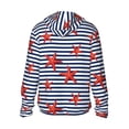thumbnail image 3 of Kll Starfish Navy Blue Stripe Print Men'S Women’s Upf 50+ Sun Protection Outdoor Hoodie Jacket Long Sleeve Fishing Hiking Performance Shirt- Small, 3 of 8