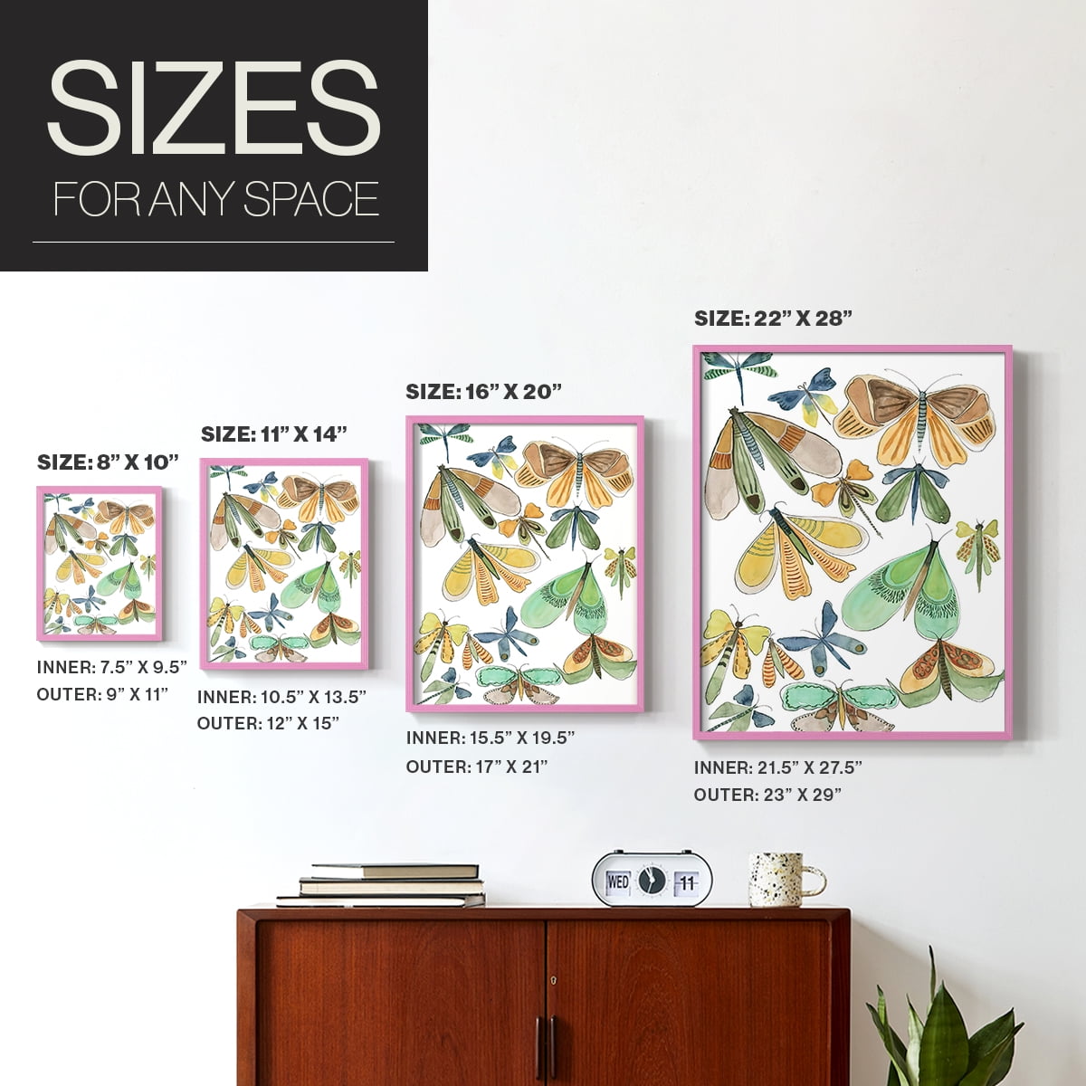 Wings Galore II Framed Print - Solid Wood in Single Picture Frame Solid Wood 2 Framed Print