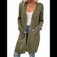 thumbnail image 1 of Suéter Cárdigan de Larga para Mujer, Otoño e Invierno, Tejido de Punto , con Botones Delanteros, Abrigo Verde XL, 1 of 8