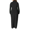 thumbnail image 3 of Agnes Orinda Women's Plus Size Basic Maxi Dresses Turtleneck Long Sleeve Bodycon Party Long Pencil Dress 2X Black, 3 of 5