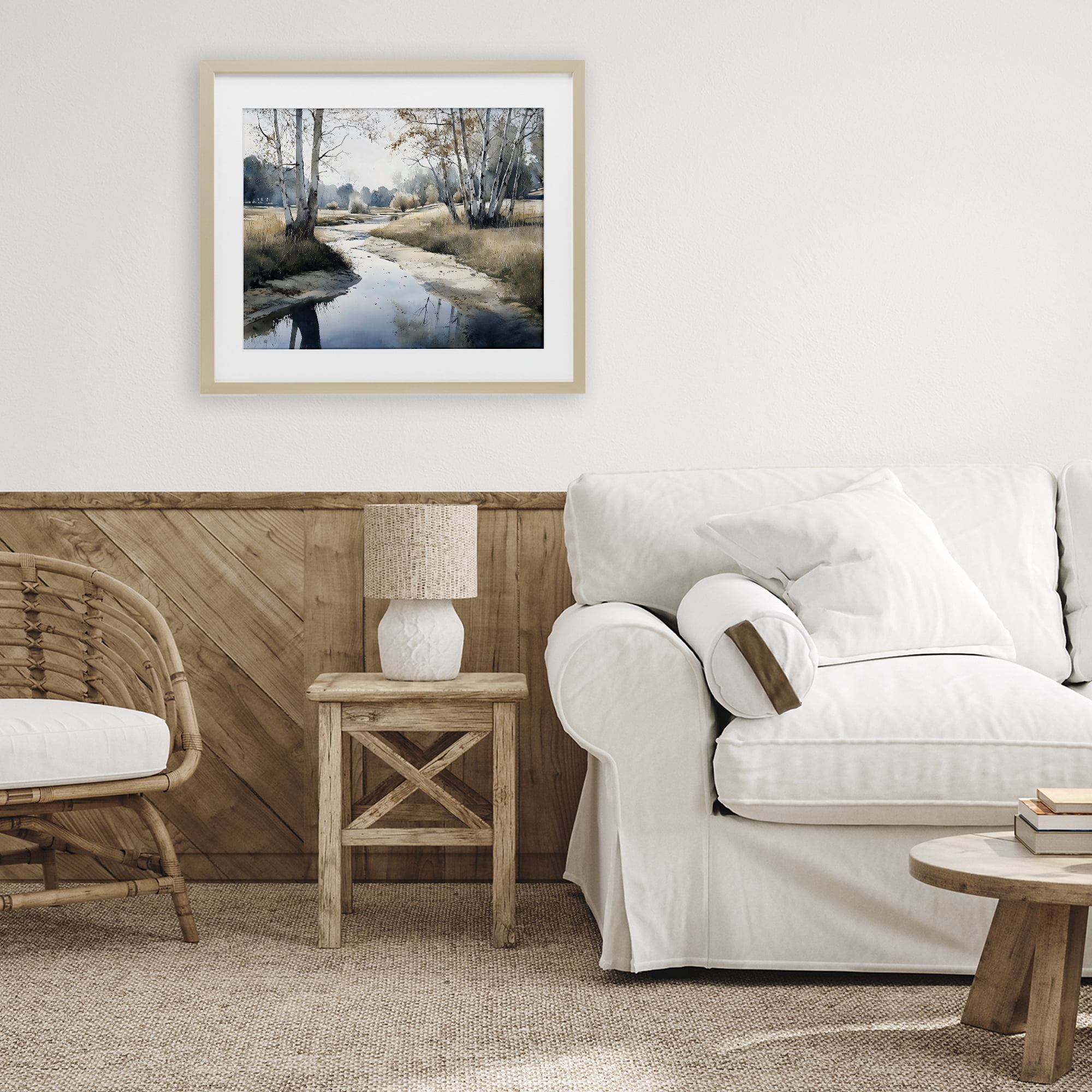 Stupell Industries Birch Tree Creek in Autumn Birch Framed Print Under Glass, design by Franklyn Gregory