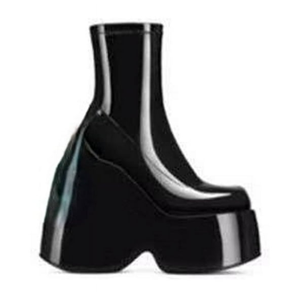 Ankle Boots Platform Round Toe High Heel?Combat Boots (5.5, Black)