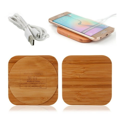 Qi Wireless Charger Bamboo Charging Pad Ultra Slim Wood Mat For iPhone 8 / 8 Plus, iPhone X, Samsung Galaxy Note 8 / S8 / S8 Plus, S7 / S7 Edge and Qi-Enabled