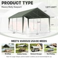 thumbnail image 2 of Kimunuk Canopy Replacement Cover, 12' x 20' Outdoor Portable Carport Replacement Canopy with Ball Bungees for Car Garage Shelter Tent Party Tent, Ligth Gray ,Frame is Not Included, 2 of 6