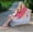 Petal / Granite, variant on Jaxx Juniper Sunbrella Outdoor Bean Bag Patio Lounge Chair - Tangerine & Granite