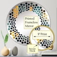 thumbnail image 3 of Designart "Fusion of Yellow and Teal Abstract Geometrics II" Geometric Polka Dot Round Wall Mirror - Oval Printed Decorative Mirror - Multiple Color Options, 3 of 5