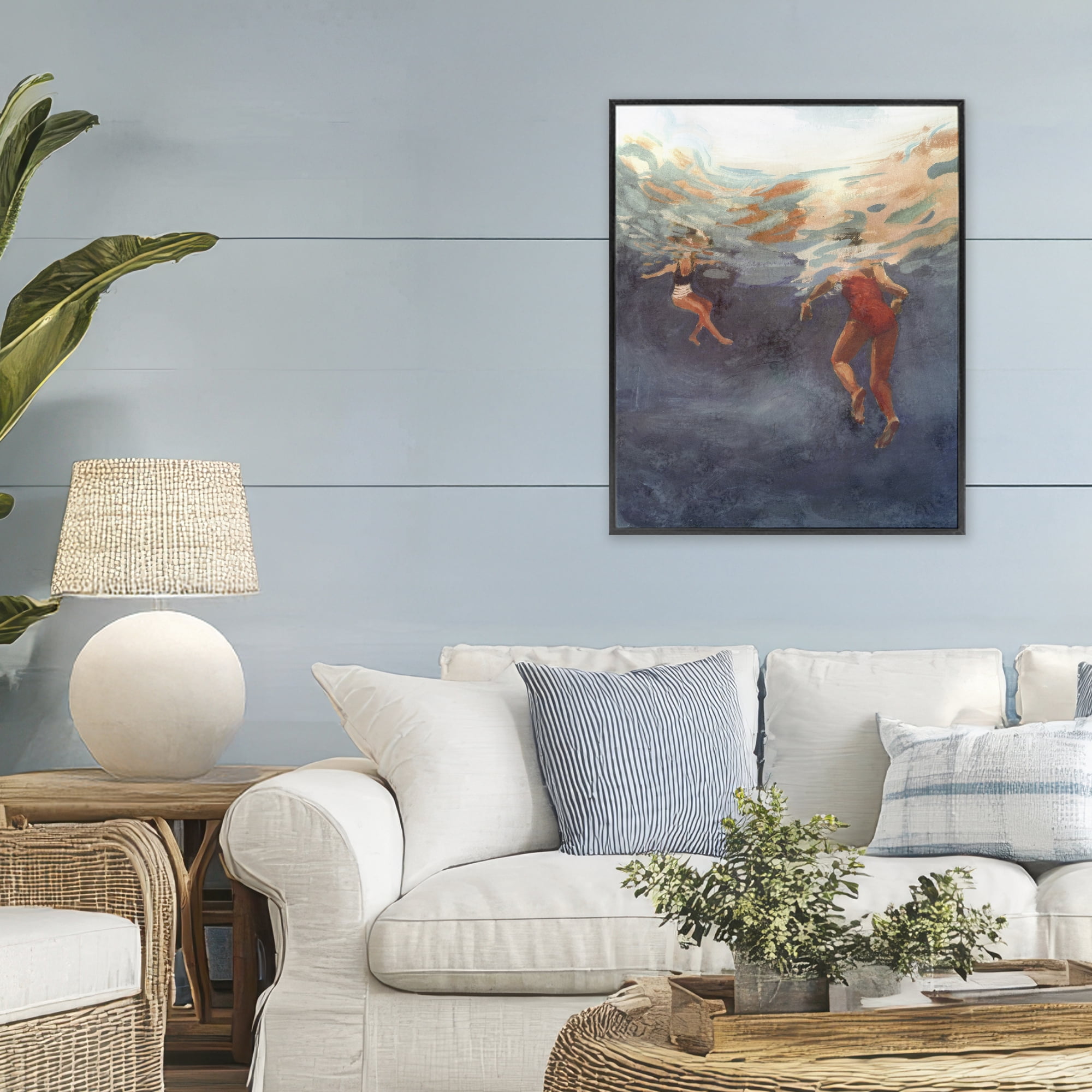 Stupell Industries Summer's Dance Swimmers Black Framed Giclee Art, design by Victoria Barnes