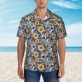 thumbnail image 2 of JUNZAN Skull daisy yellow blue Pattern Hawaiian Shirt for Men,Summer Beach Casual Short Sleeve Button Down Shirts-Large, 2 of 5