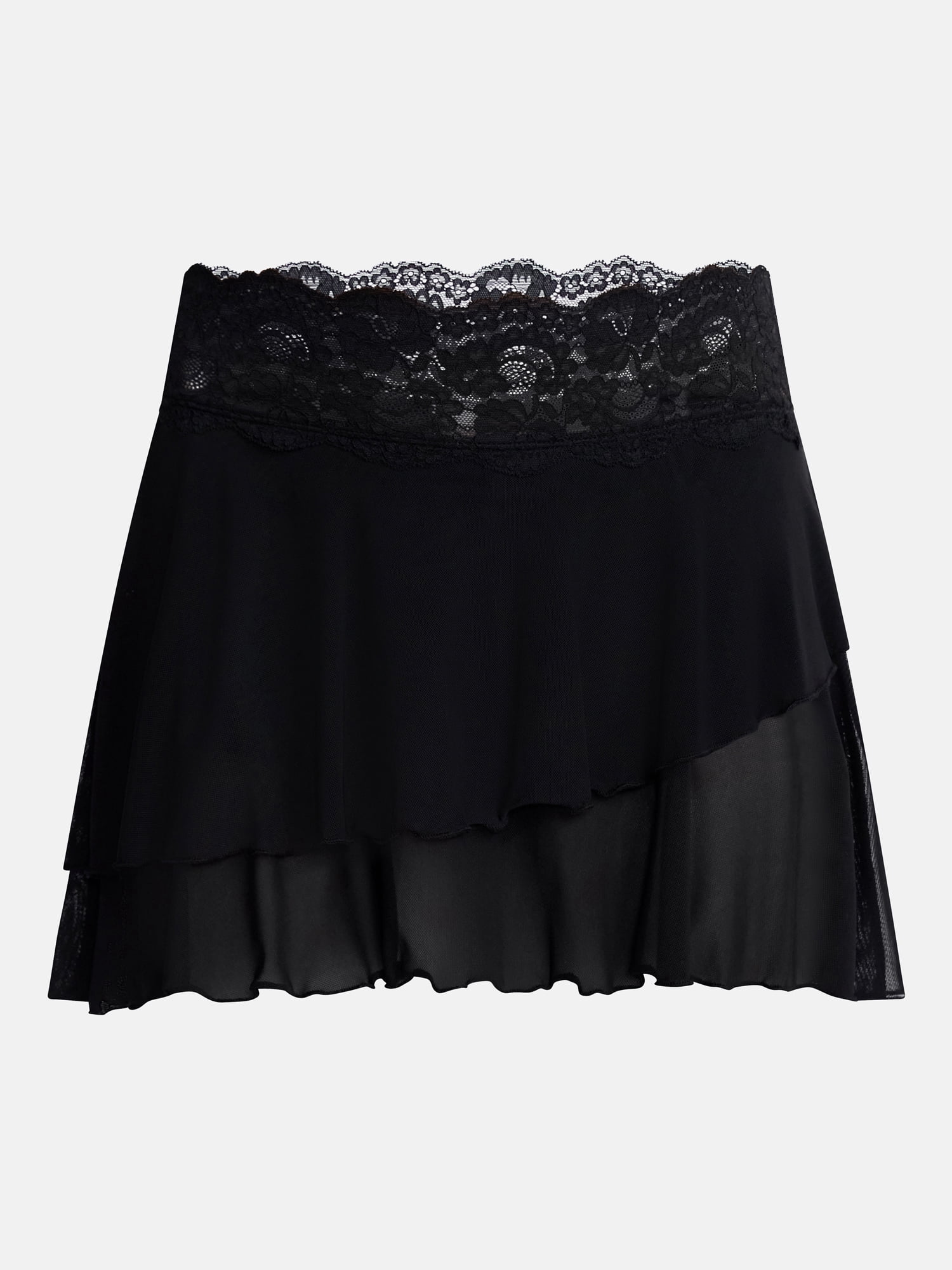 No Boundaries Lace Trim Mesh Mini Skort, Women’s XXS-XXL