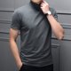 thumbnail image 1 of Blusa básica lisa de cuello alto para hombre Fule, camiseta tipo jersey, top de manga corta, top de fondo, 1 of 8