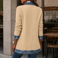 thumbnail image 5 of Women’s Denim Patchwork Cardigan Jacket Long Sleeve Button Down Lapel Casual Outerwear with Pockets, 5 of 5