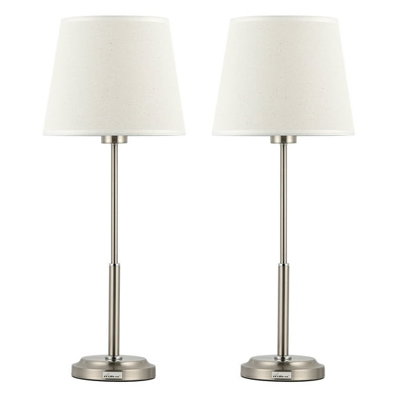 Table lamp 2-piece set with fabric lampshade, Sliver
