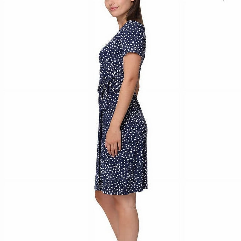 nicole miller ladies faux wrap dress Nicole Miller Ladies' Faux Wrap Dress Stretch Spring Casual V-Neck, Blue Medium