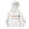 thumbnail image 2 of Bnwani White Hoodie Sweatshirt for Girls Fashion Long Sleeve Cotton Oversized Heart Print Size 5t, 2 of 3
