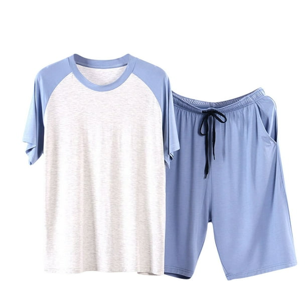 Pijama fino para hombre, conjunto de pijama para estar en casa, de seda helada, holgado, de manga corta, para hombre, conjunto de pijama para estar en casa, conjunto de pijama de dos piezas para hombr
