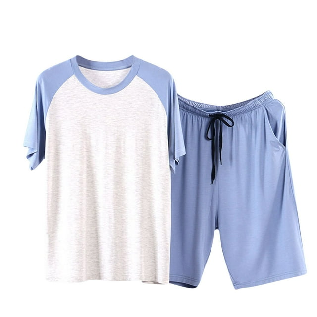 Pijama fino para hombre, conjunto de pijama para estar en casa, de seda helada, holgado, de manga corta, para hombre, conjunto de pijama para estar en casa, conjunto de pijama de dos piezas para hombr