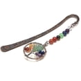 thumbnail image 5 of Marcapáginas de metal vintage único Marcadores religiosos de bronce Estrella Sol Luna con 7 cristales de chakra Piedra curativa Colgante de árbol de la vida con cuentas Día de la madre Mo, 5 of 5