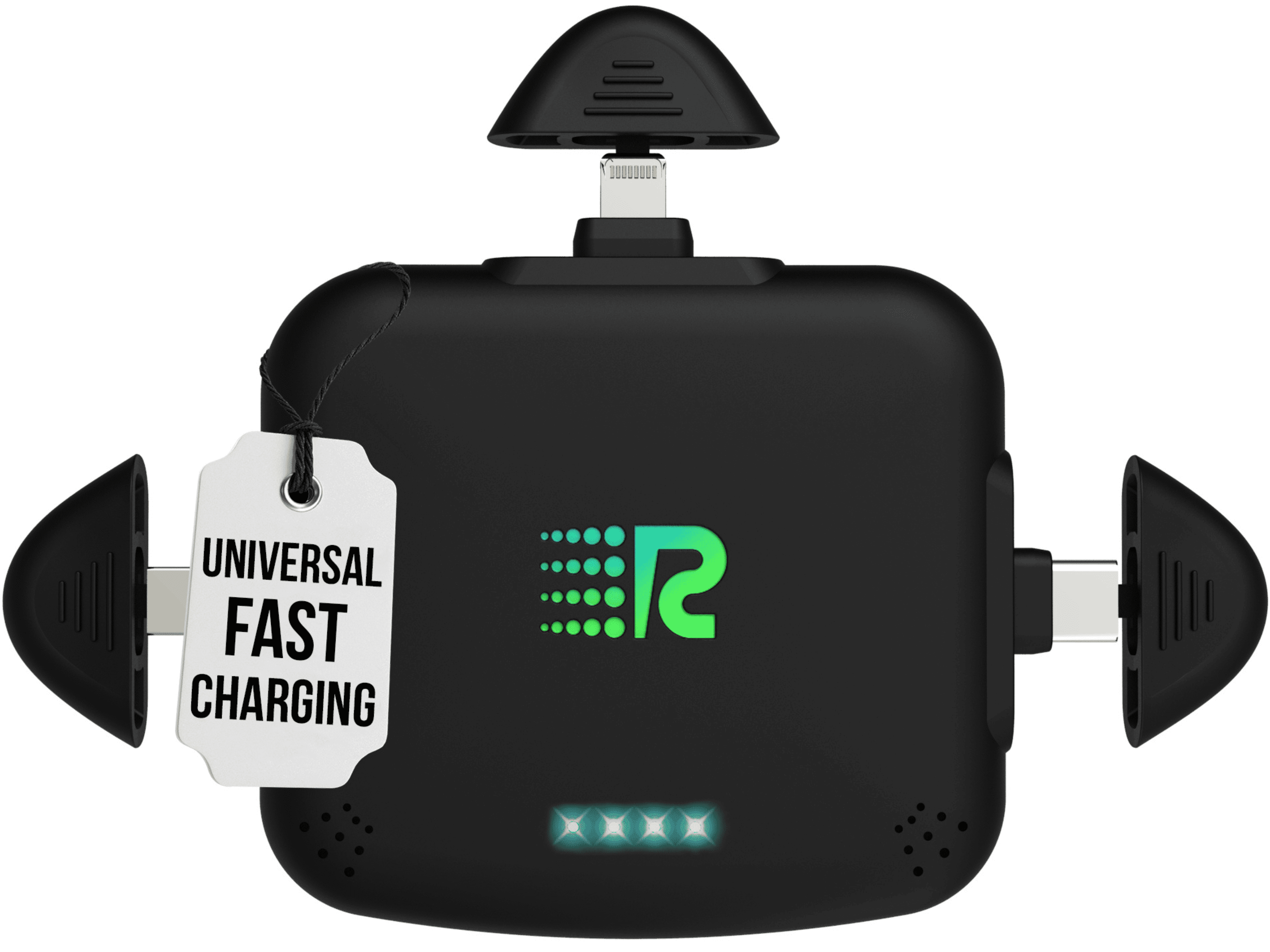 Rush Charge Universe 3 in 1 Portable Charger – 3300mah, 2.4A High-Speed Fast Charging Compatible with iPhone and Android Lightning, Type C, Micro-USB Charges 3 Devices at a Time Pre-Charged RC33