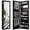 Black, variant on SAZYY LED Jewelry Cabinet Wall Mounted Door Hanging, Lockable Jewelry Armoire with 47.2'' Full Length Mirror, Foldable Makeup Tray, Lipstick Brush Holders, Jewelry Storage Organizer