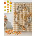 thumbnail image 3 of Fall Thanksgiving Shower Curtain Set ，Waterproof Fabric Shower Curtains Pumpkin Leaves Berries Yellow Plaid Linen Shower Curtains for Bathroom,Bathroom Decor 36"x78", 3 of 7