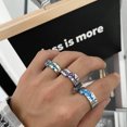 thumbnail image 3 of Titanium Steel Ring Irregular Band Textured Fashion Jewelry Design Japanese and South Korean Purple Blue Dark, 3 of 3
