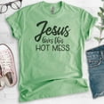thumbnail image 2 of Jesus Loves This Hot Mess Shirt, Unisex Women's Shirt, Religious Shirt, Christian Shirt, Christian Mom Tee, Heather Apple Green, Small, 2 of 6