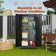 thumbnail image 4 of 61" Metal Storage Cabinet, Black Brooms and Mops Closet with Doors and Shelves, Cleaning Supply Tool Storage Cabinets with Removable Pegboard for Garage, Utility Room, Outdoor, 4 of 8