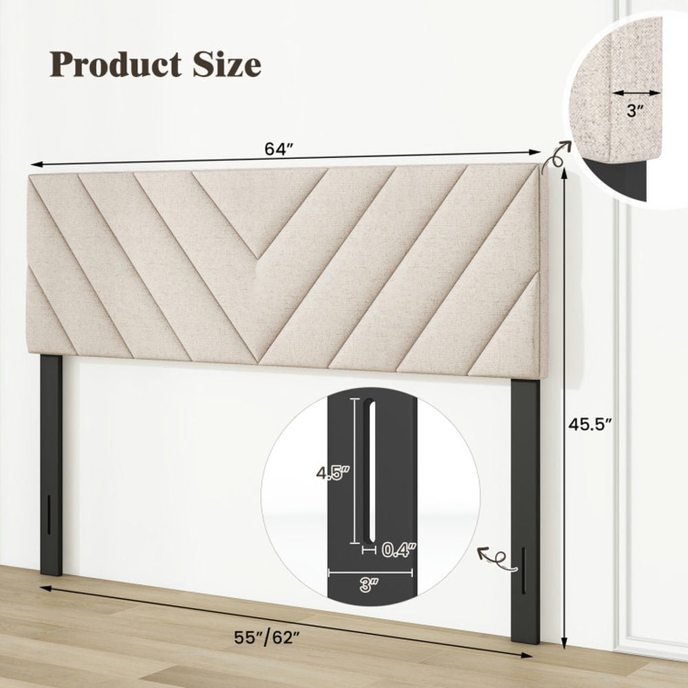 Barara King Headboard, Linen Upholstered Headboard for Full and Queen Size Bed Frames-Beige